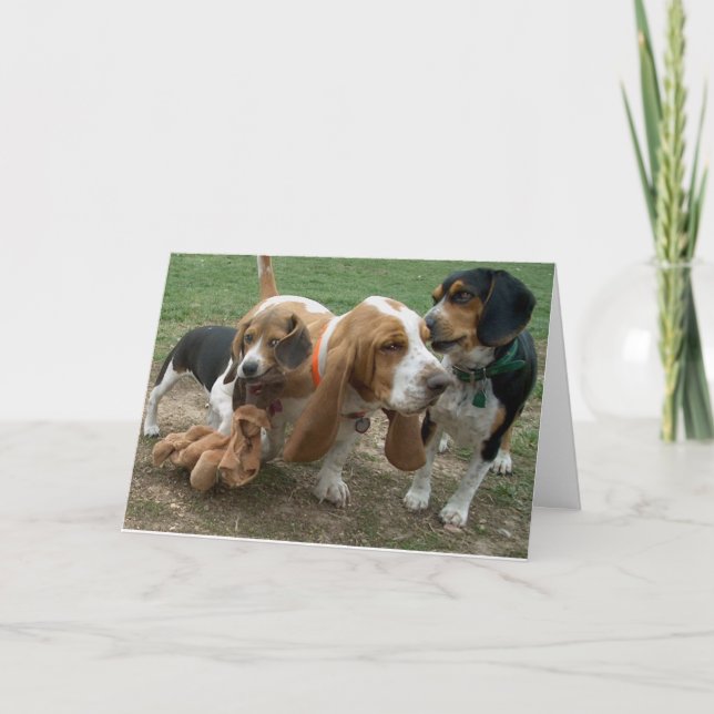 Bonne carte Basset Hound Beagle Anniversaire (Devant)