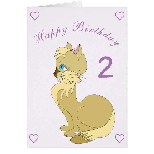 Bonne carte bébé avec chat pour anniversaire - Per (Devant)