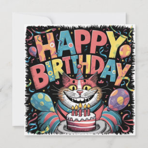 Bonne carte Crazy Cat Anniversaire