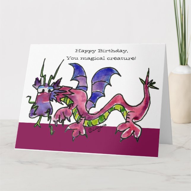 Bonne carte d'ami de la bête du dragon d'anniversa (Devant)