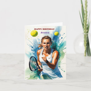 Bonne carte d'amoureux de tennis d'anniversaire -