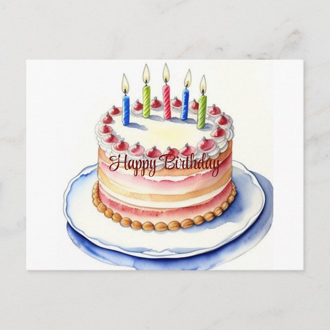 Bonne carte d'anniversaire (Happy Birthday Cake with Candles Postcard!)