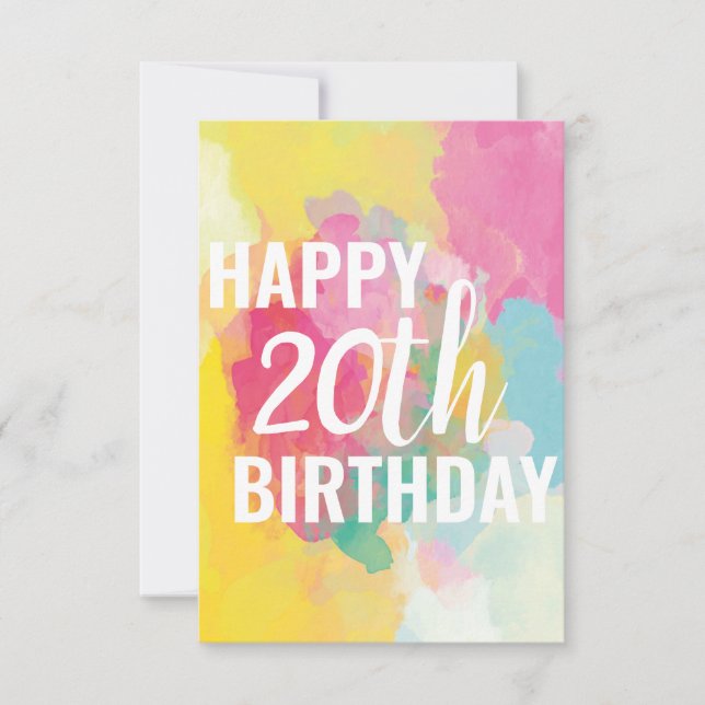 Bonne carte d'anniversaire 20e ("Watercolor Gradie (Devant)