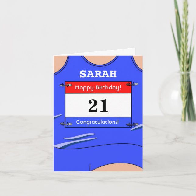 Bonne carte d'anniversaire 21e pour un coureur (Devant)