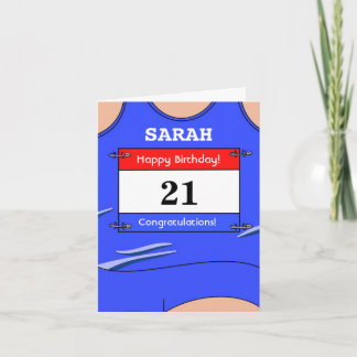 Bonne carte d'anniversaire 21e pour un coureur