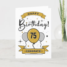 Bonne carte d'anniversaire 75e en or