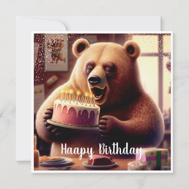 Bonne carte d'anniversaire à l'ours (Devant)