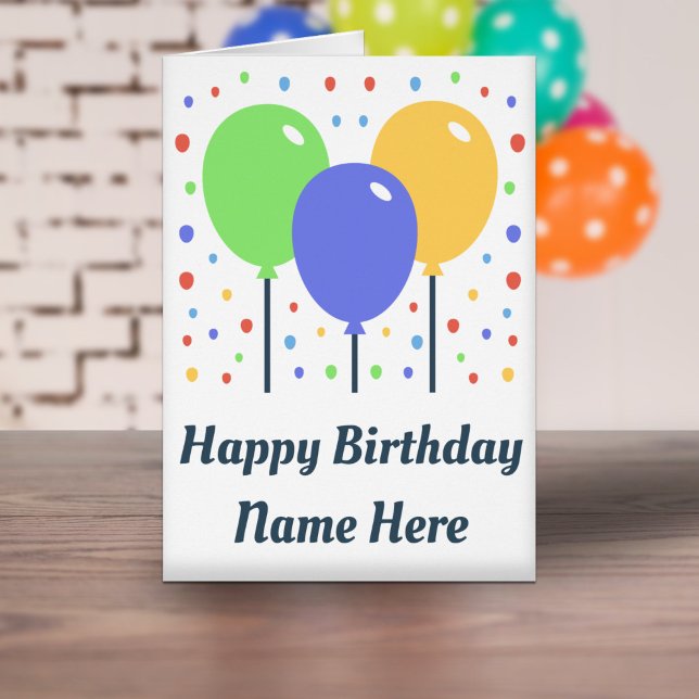 Bonne carte d'anniversaire avec ballons colorés (Happy Birthday Card with Colored Balloons)