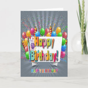 Bonne carte d'anniversaire avec ballons et confett