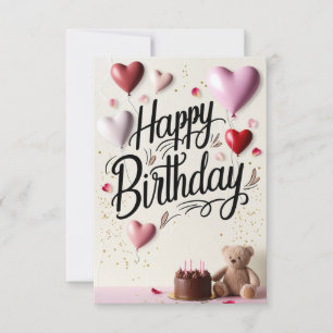 Bonne carte d'anniversaire avec Coeurs d'amour
