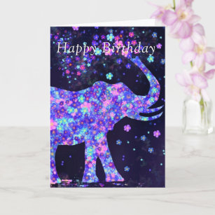 Bonne carte d'anniversaire avec fleurs d'éléphants