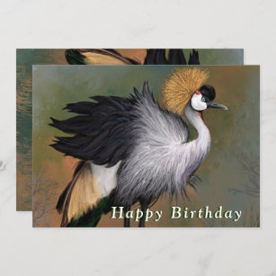 Bonne carte d'anniversaire avec Gris Crowned Crane
