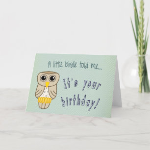 Bonne carte d'anniversaire avec hibou