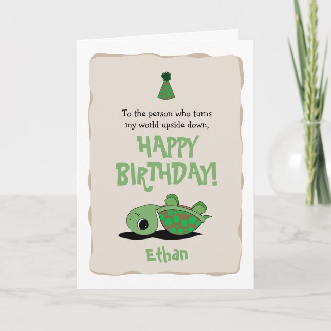 Bonne carte d'anniversaire avec la tortue vers le  (Devant)