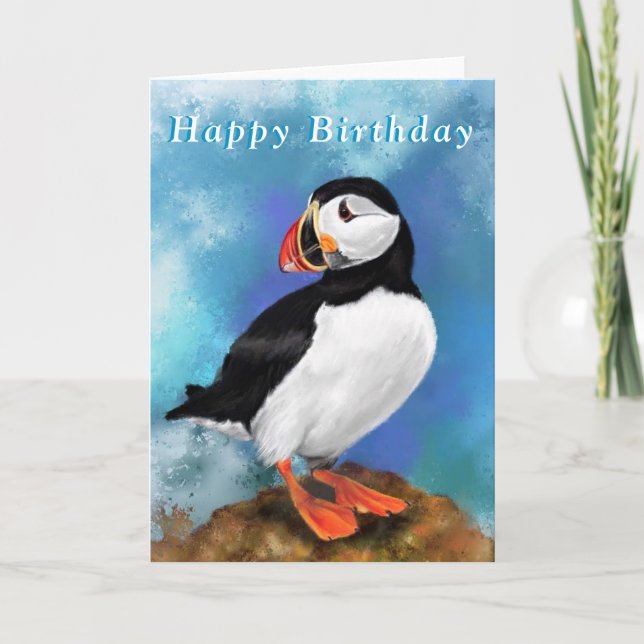 Bonne carte d'anniversaire avec Oiseau de Puffin A (Devant)