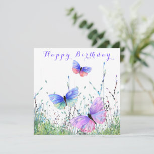 Bonne carte d'anniversaire avec papillons colorés