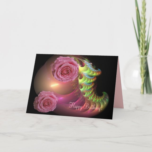 Bonne carte d'anniversaire avec rose (Devant)