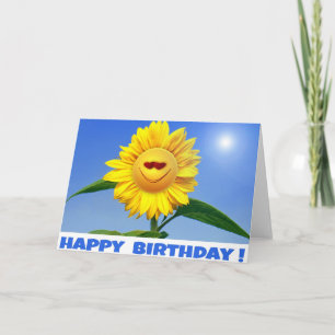 Bonne carte d'anniversaire avec tournesol drôle