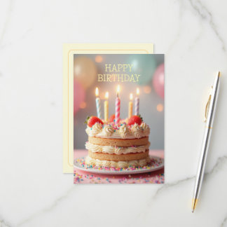 Bonne carte d'anniversaire avec un gâteau