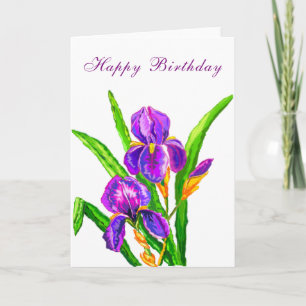 Bonne carte d'anniversaire belle Irises Flower