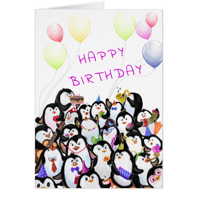 Bonne carte d'anniversaire Bonne fête des pingouin (Devant)
