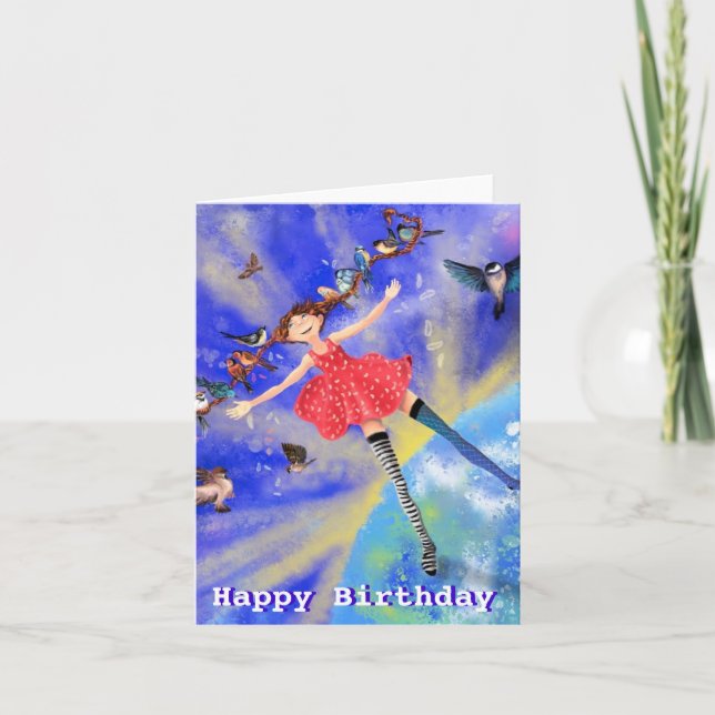 Bonne carte d'anniversaire - Bonne fille avec les  (Devant)