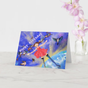 Bonne carte d'anniversaire Bonne fille avec les oi