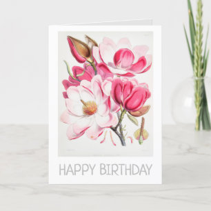 BONNE CARTE D'ANNIVERSAIRE BOTANIQUE "MAGNOLIA"