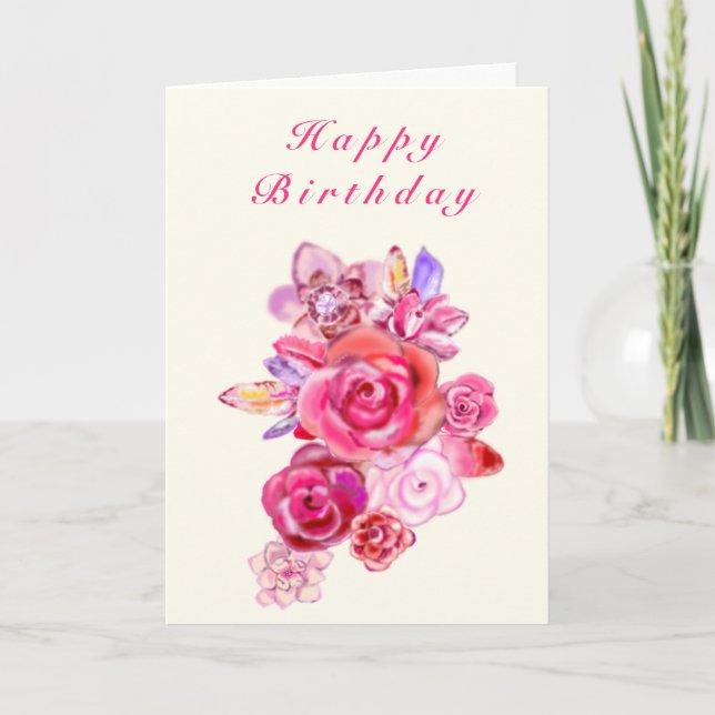 Bonne carte d'anniversaire Bouquet Rose - Votre te (Devant)