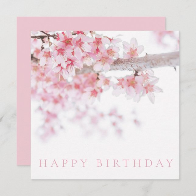 BONNE CARTE D'ANNIVERSAIRE : CHERRY BLOSSOMS (Devant / Derrière)