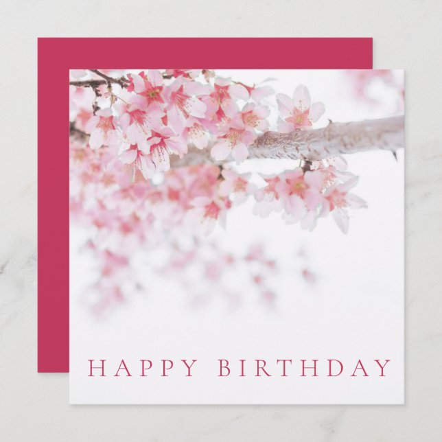 BONNE CARTE D'ANNIVERSAIRE : CHERRY BLOSSOMS (Devant / Derrière)