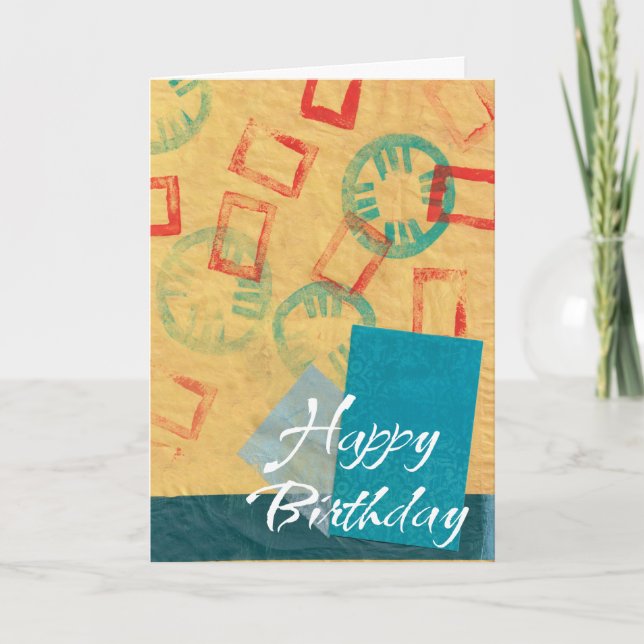 Bonne carte d'anniversaire Collage jaune (Devant)