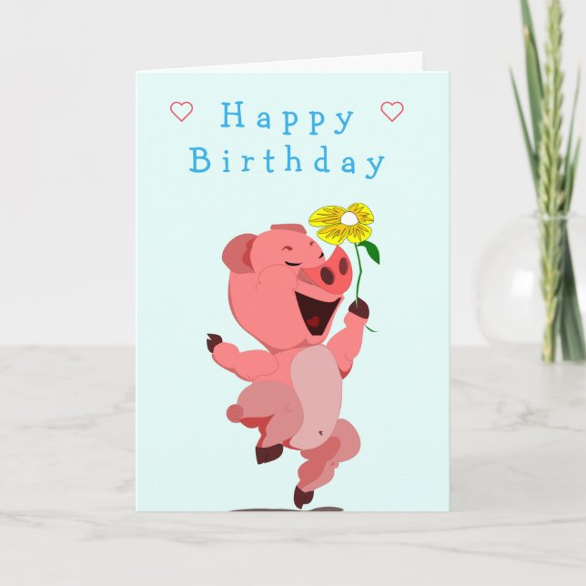 Bonne carte d'anniversaire de porc (Devant)