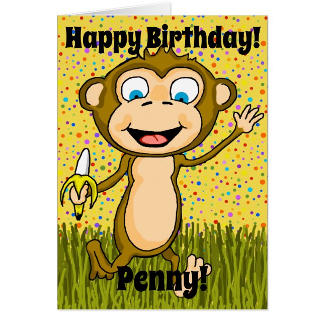 Bonne carte d'anniversaire de singe (Devant)