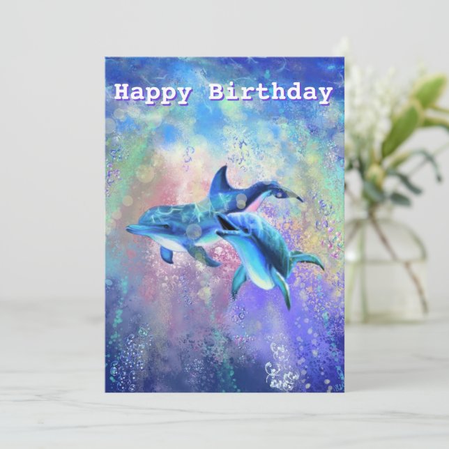 Bonne carte d'anniversaire Dolphin Couple (Debout devant)
