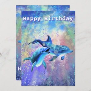 Bonne carte d'anniversaire Dolphin - Personnalisab
