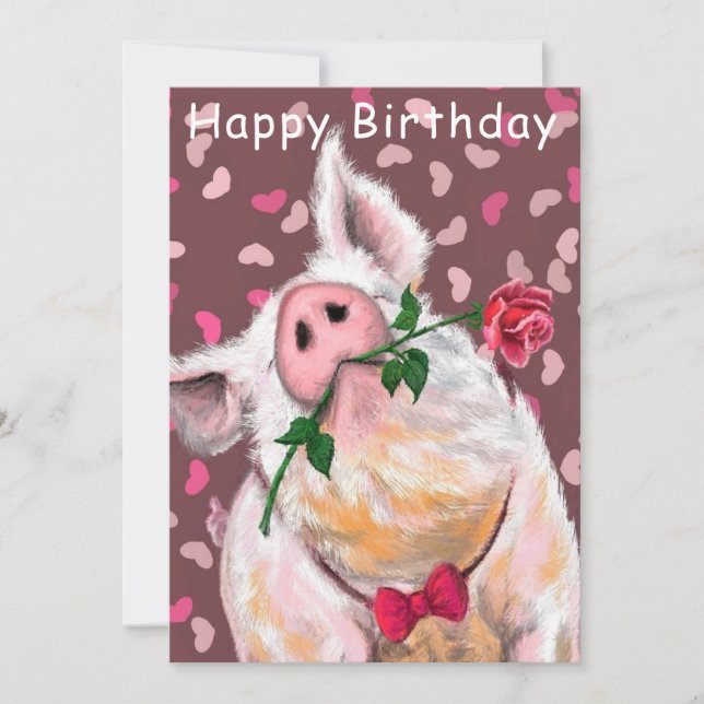 Bonne carte d'anniversaire drôle Gentleman Pig ave (Devant)