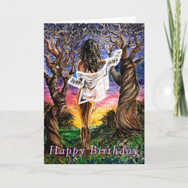 Bonne carte d'anniversaire Femme dans la nature -  (Devant)