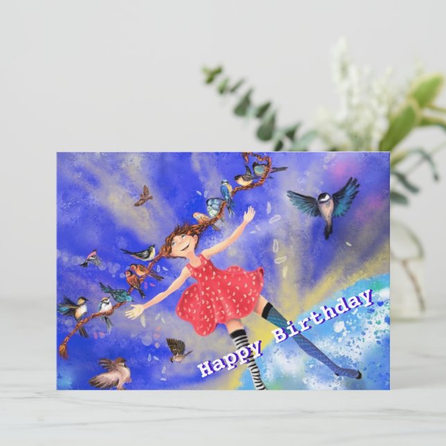 Bonne carte d'anniversaire fille (Debout devant)