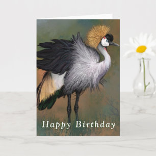 Bonne carte d'anniversaire Gris Gris Grue Crowned 