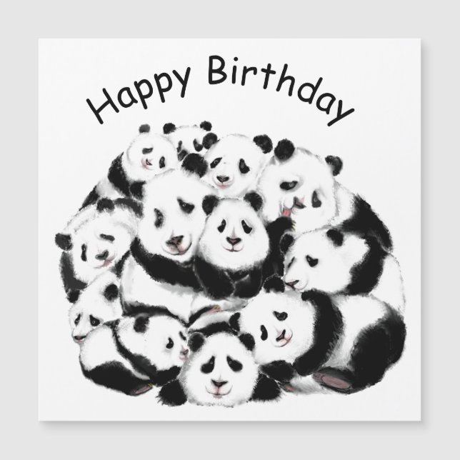 Bonne carte d'anniversaire Happy Pandas Famille Bi (Devant)