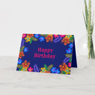 Bonne carte d'anniversaire Hawaiian Hibiscus Flowe