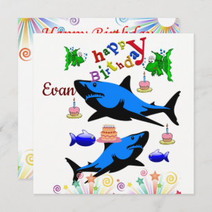 Bonne carte d'anniversaire Invitation requin