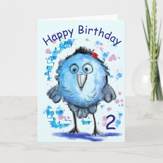 Bonne carte d'anniversaire Little Blue Bird (Devant)