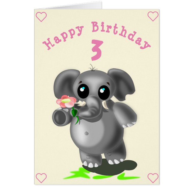 Bonne carte d'anniversaire Little Elephant - Perso (Devant)
