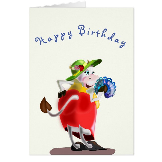 Bonne carte d'anniversaire moderne vache amusant (Devant)