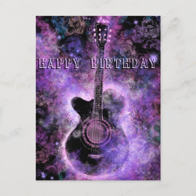 Bonne carte d'anniversaire Musique guitare romanti (Devant)