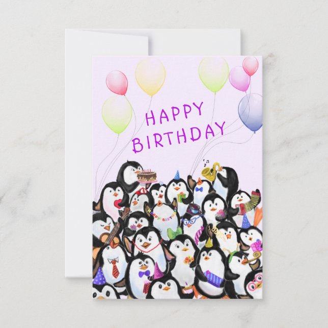 Bonne carte d'anniversaire Penguin fête d'annivers (Devant)