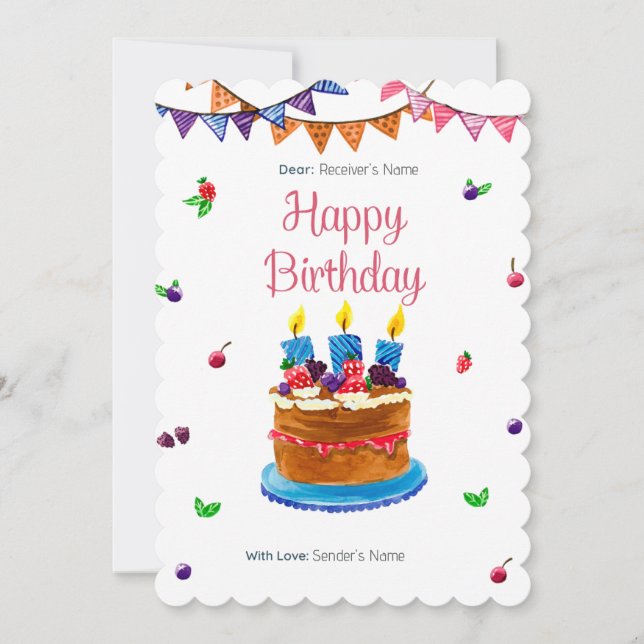 Bonne carte d'anniversaire personnalisée (Devant)