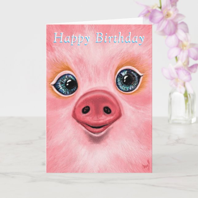 Bonne carte d'anniversaire pour bébé porc (Orchidée)